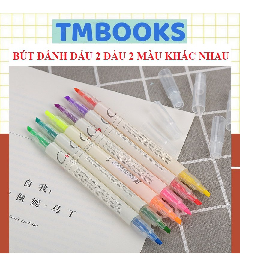 Bút Highlight Đánh Dấu 2 Đầu 2 Màu Riêng Neon ,Tiện Dụng, Bút Đánh Đấu 2 Đầu, Vẽ, Đánh Dấu Sáng Tạo