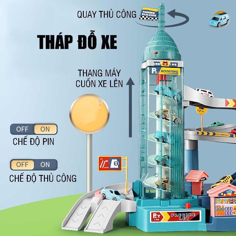 Bộ đồ chơi bãi đỗ xe, đường hầm sư tử, đường hầm khủng long có nhạc, có đèn dành cho bé từ 3 tuổi, nhựa ABS an toàn