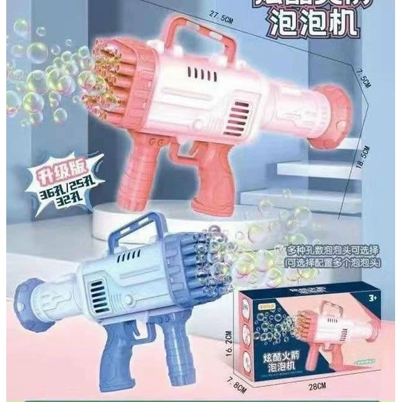 Súng bắn bong bóng xà phòng 32 nòng chạy bằng pin siêu mạnh kèm dung dịch pha bong bóng nhiều màu an toàn cho bé