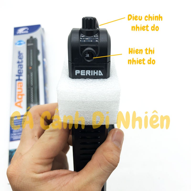 Cây sưởi ấm hồ bể cá Periha 300W HE-300 có lưới bảo vệ 22-34 độ C