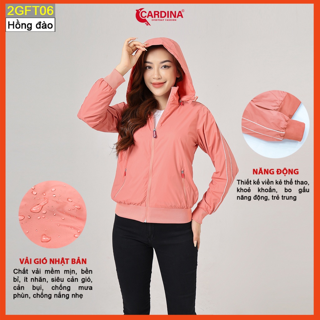 Áo gió nữ CARDINA 2 lớp lót lưới cao cấp siêu nhẹ cản gió cản bụi chống nước 2GFT