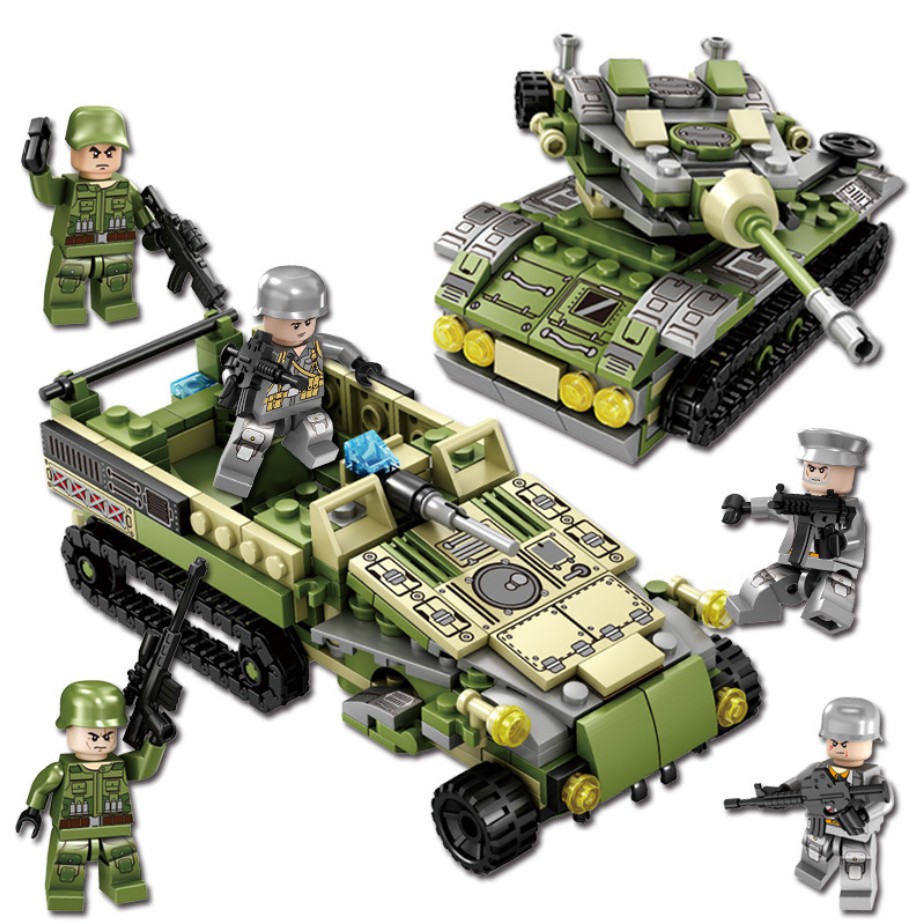 Đồ chơi lắp ráp mô hình xe tăng chiến đấu RAMBO TOYS - Lắp ráp rô bốt - Xe chỉ huy - Máy bay trực thăng