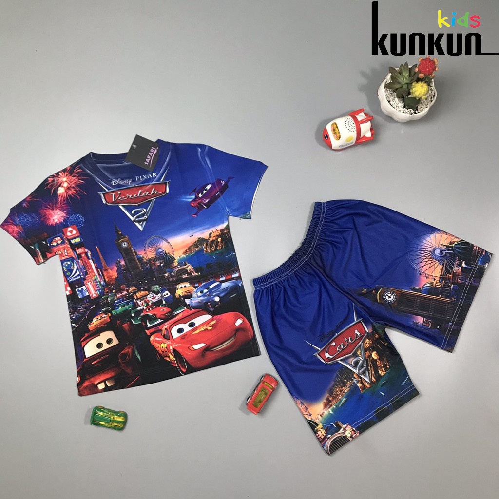 Quần áo bé trai xe hơi car 1 cộc tay size đại từ 10-60kg KunKun TP003 chất thun lạnh co giãn 4 chiều cao cấp