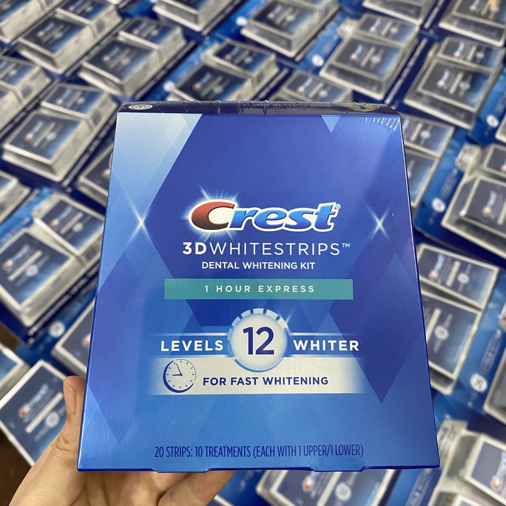 FullBox 1 Hộp Miếng dán trắng răng Crest 3D White 1 Hour Express Giá Sỉ  - Làm trắng răng cấp tốc 1 giờ