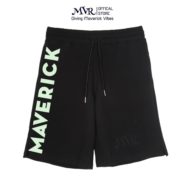 Quần Đùi Short Lửng Nam Nữ Unisex quần Sooc Sọt form Hàn Quốc cotton dầy thêu logo in dạ quang MVR Maverick Đen Xám