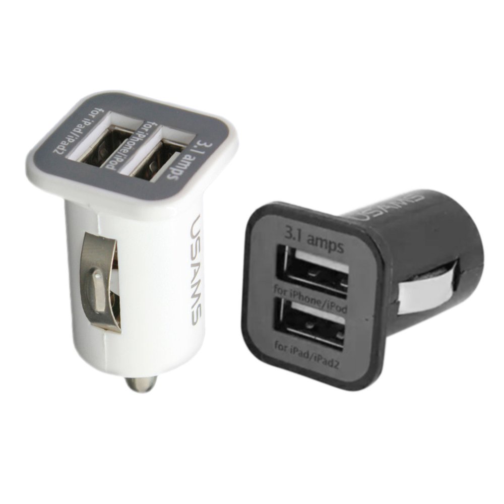 Tẩu Sạc Điện Thoại Di Động USAMS 12V 3.1A Hai Cổng USB Cho Điện Thoại Di Động/Máy Tính Bảng