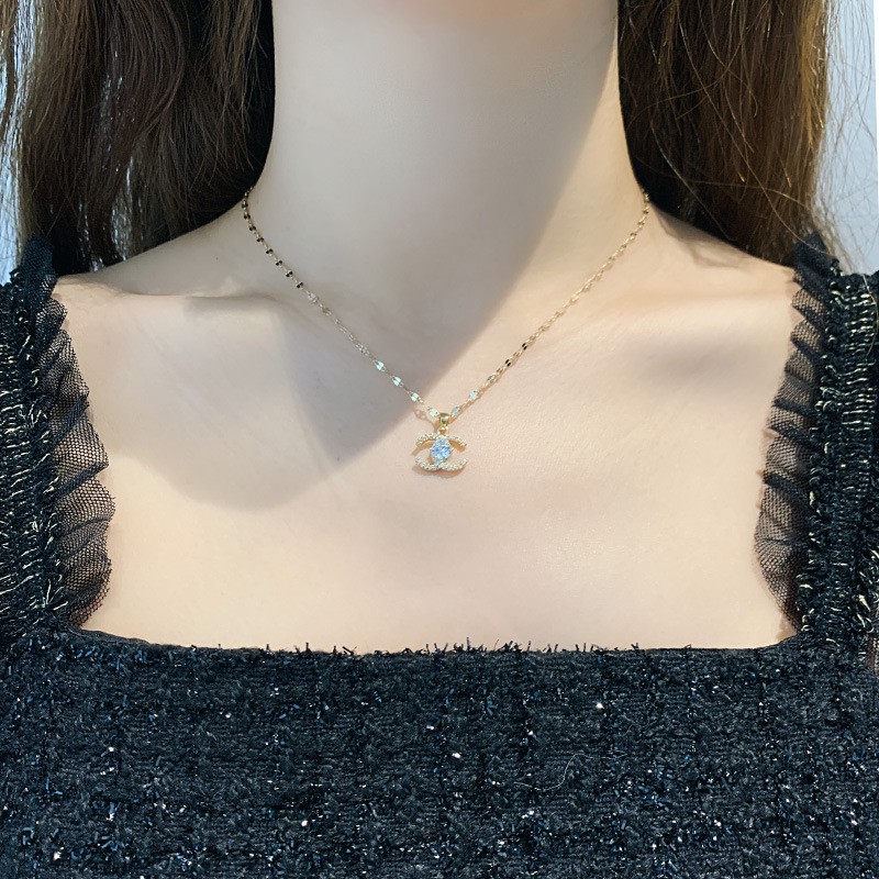 [Không đen gỉ] Dây chuyền vòng cổ CC titan mạ vàng mặt đính đá TOBI STORE hàng chuẩn đẹp TB342