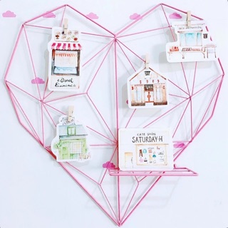 [TẶNG 4 DÍNH VÀ 10 KẸP GỖ] LƯỚI TRÁI TIM TRANG TRÍ SIÊU HOT. CÓ GIÁ ĐỂ. KT: 50x50cm