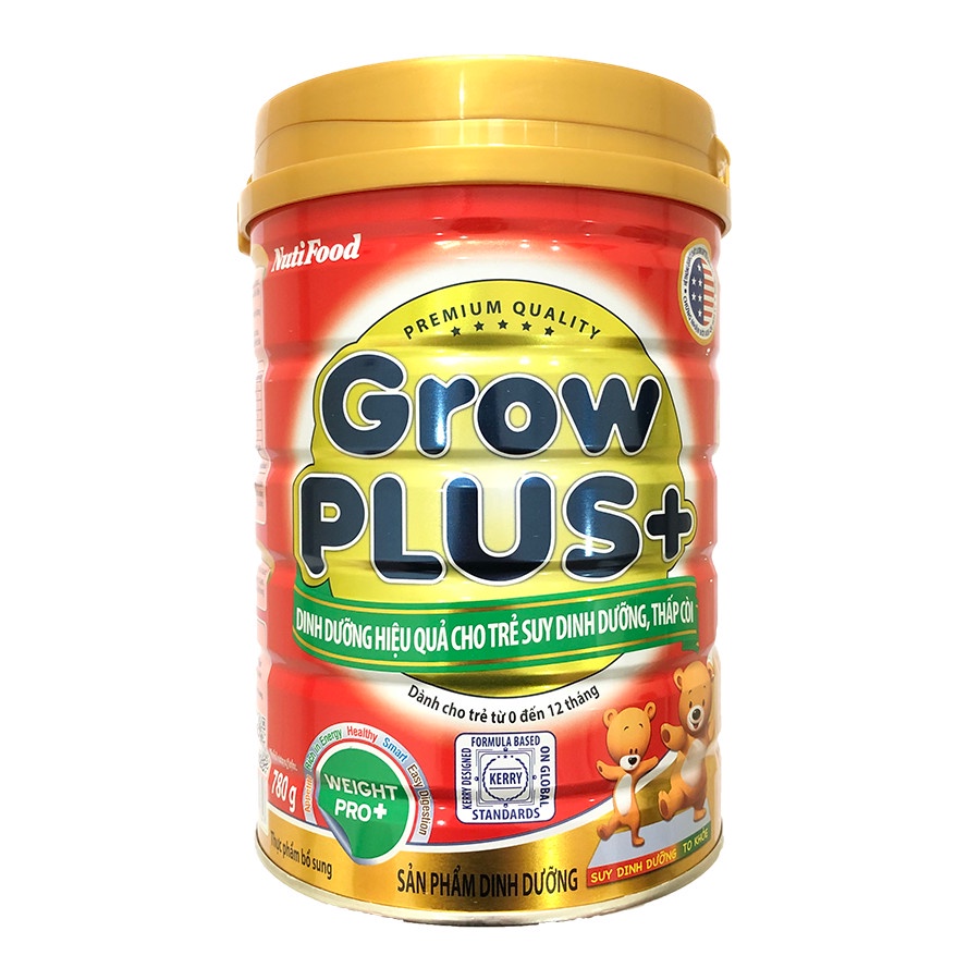 (Mẫu mới) Sữa bột Nutifood GrowPlus+ Đỏ cho trẻ suy dinh dưỡng lon 780g dưới 1t [date mới nhất]