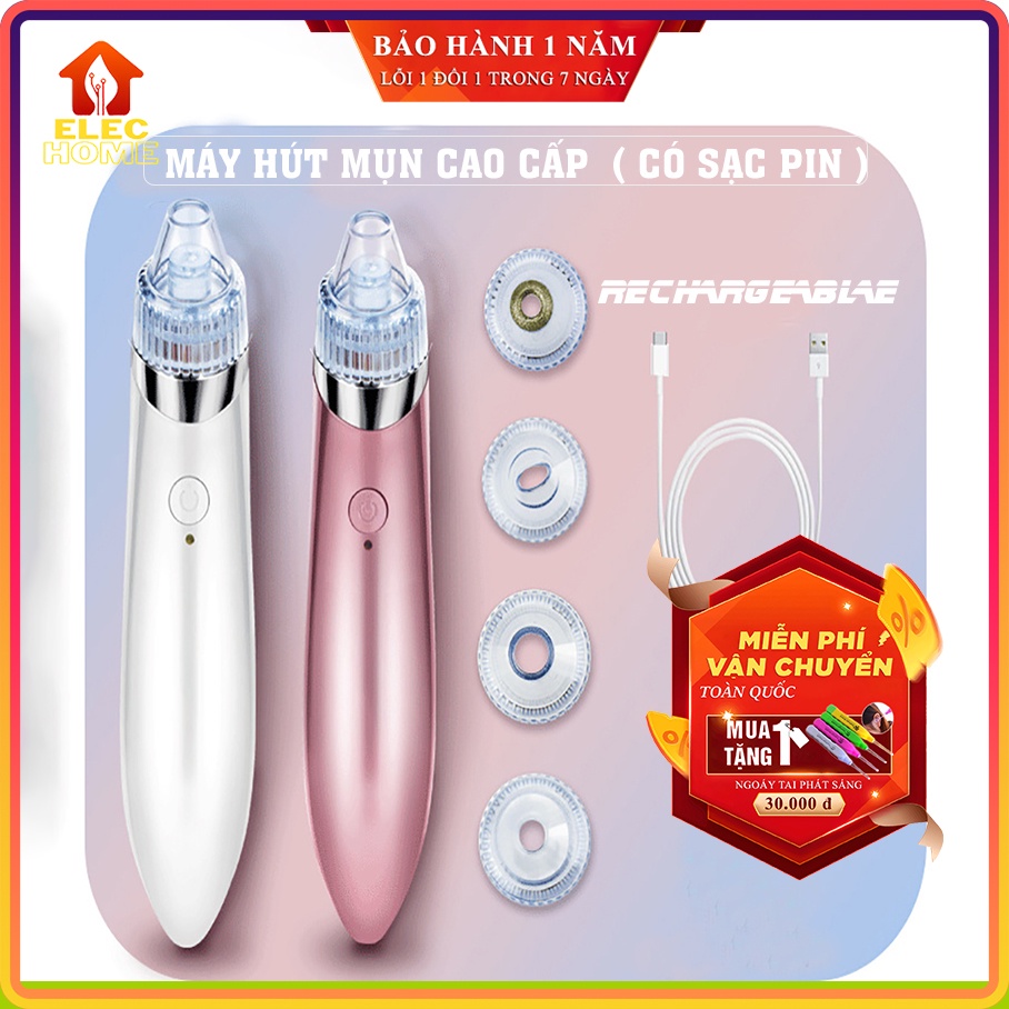 Máy hút mụn, máy hút mụn cầm tay 5 chế độ cực mạnh kèm 4 đầu hút trị mụn trứng cá an toàn và hiệu quả Bảo hành 12 tháng