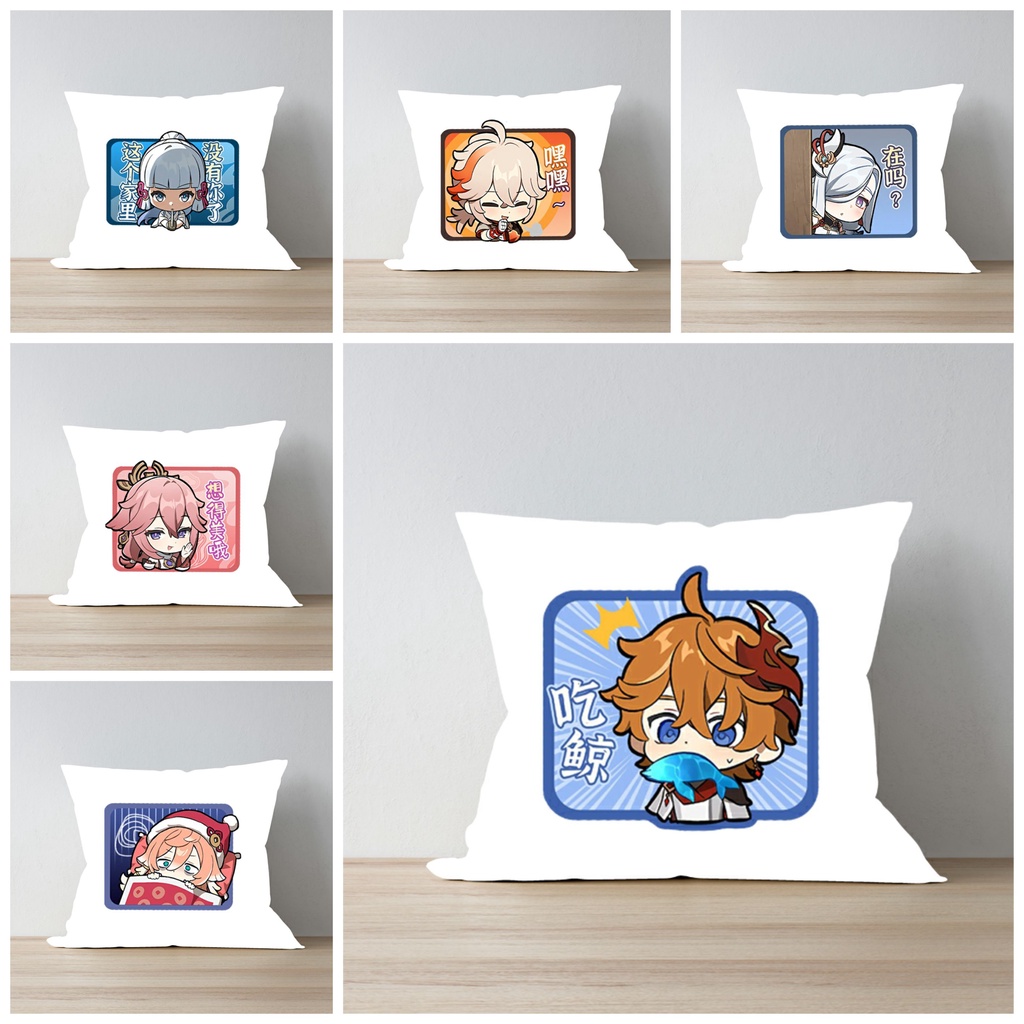 Gối in hình GENSHIN IMPACT ver CHỮ NHẬT game chibi anime xinh xắn tiện lợi chất đẹp