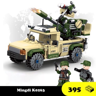 Đồ chơi Lắp ráp Xe Humvee Quân sự, Mingdi K0263 Heavy Weapons, Xếp hình thông minh, Mô hình quân sự