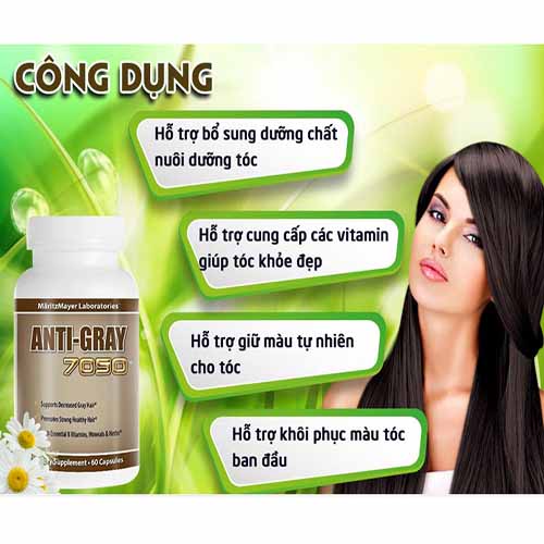 Viên Uống ANTI-GRAY 7050 hỗ trợ bạc tóc 60 viên - Hàng Mỹ