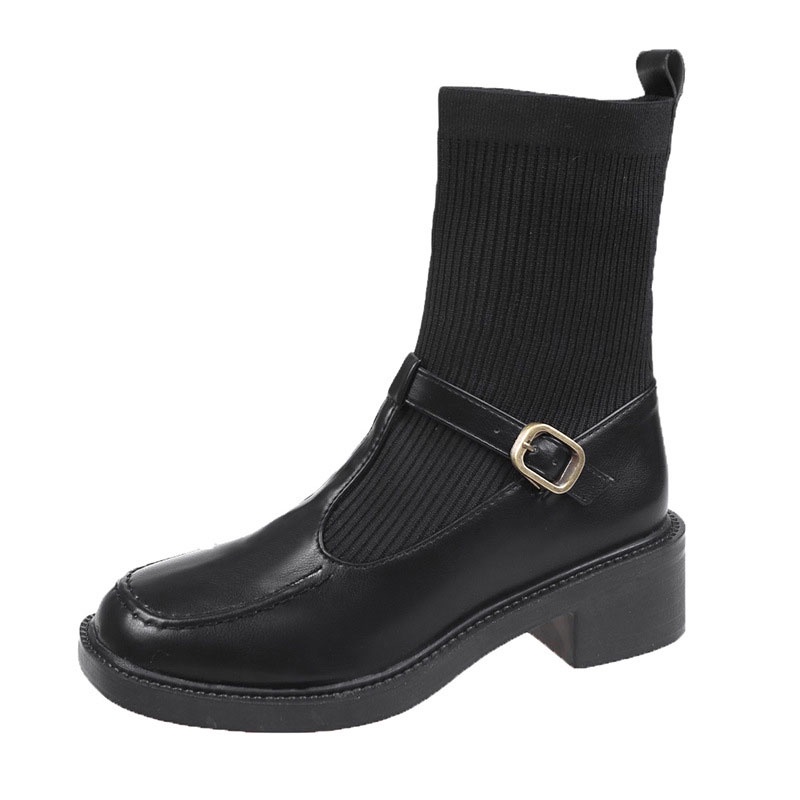 Giày bốt RENBEN mũi tròn co giãn thời trang thu đông cho nữ