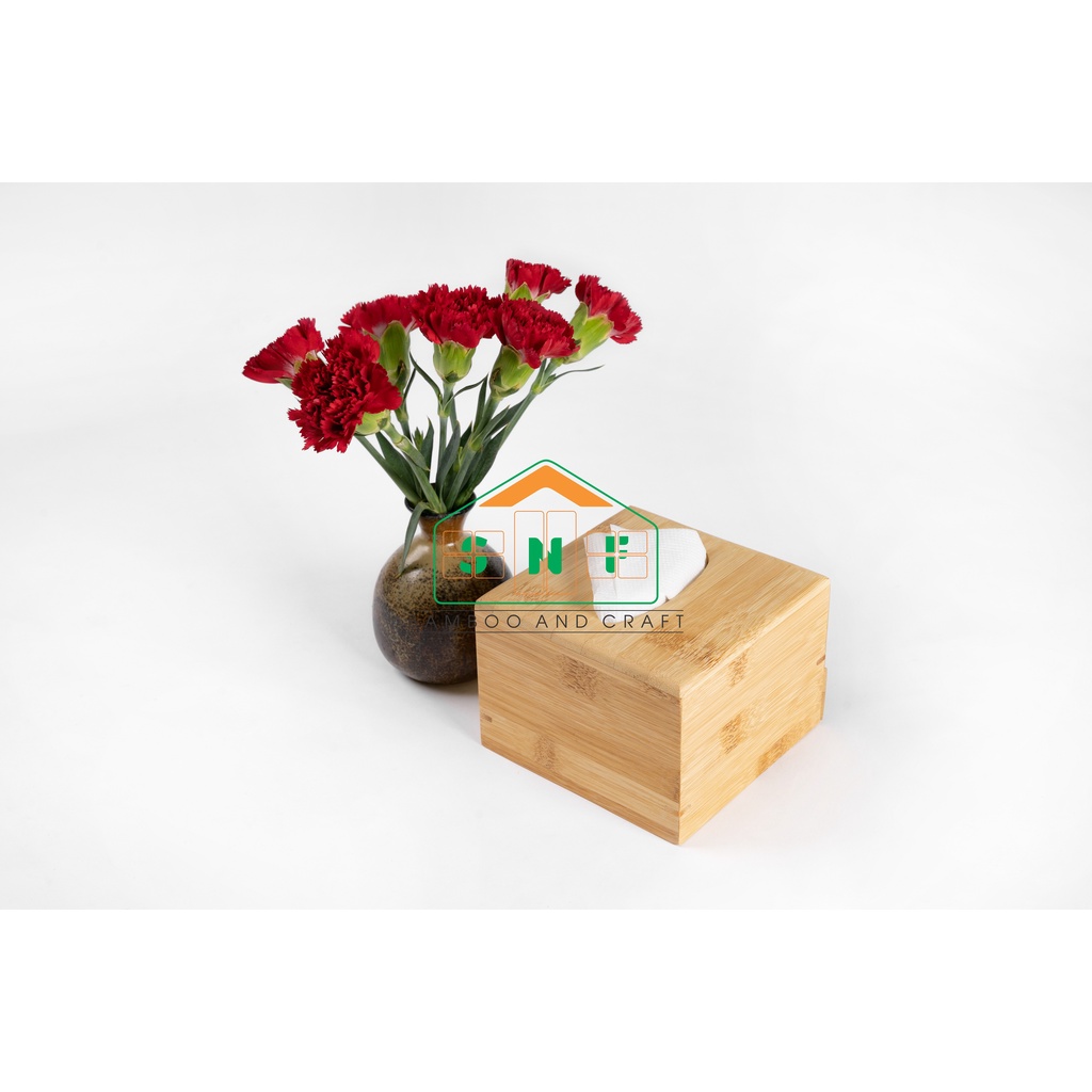 Hộp Đựng Khăn Giấy Vuông Bằng Gỗ Tre Tự Nhiên - SNF Bamboo and Craft