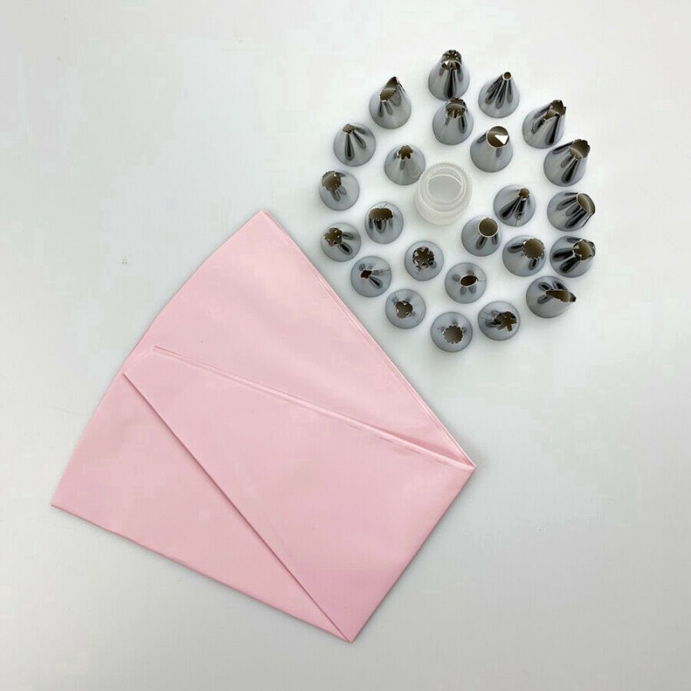 24PCS Nozzle Silicone Sugar-coated Decorator Cream Pastry Bag Cake Decoration Baking Tools Set
