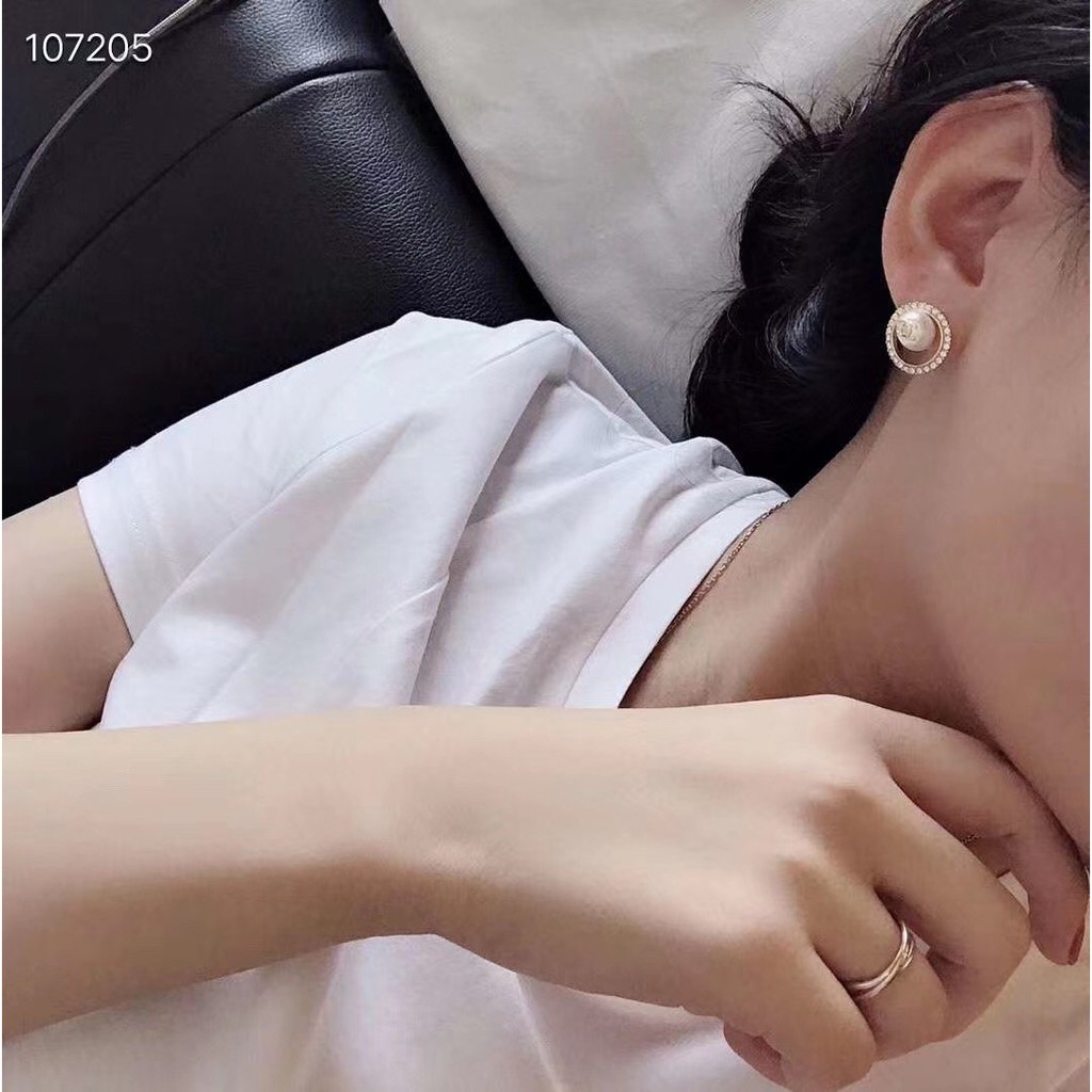 Đôi bông tai mạ bạc 925 đính hạt ngọc trai nhân tạo sành điệu