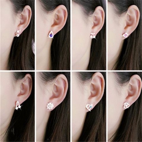 Bông Tai Hình Hoa/ Ngôi Sao/ Hình Học Đính Ngọc Trai Bằng Bạc 925 Thời Trang A218