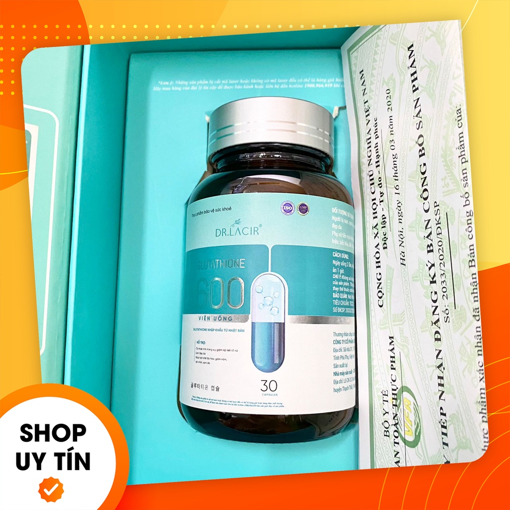 [Chính hãng] Viên uống trắng da Glutathione 600 DR Lacir - Viên trắng da DR.Lacir