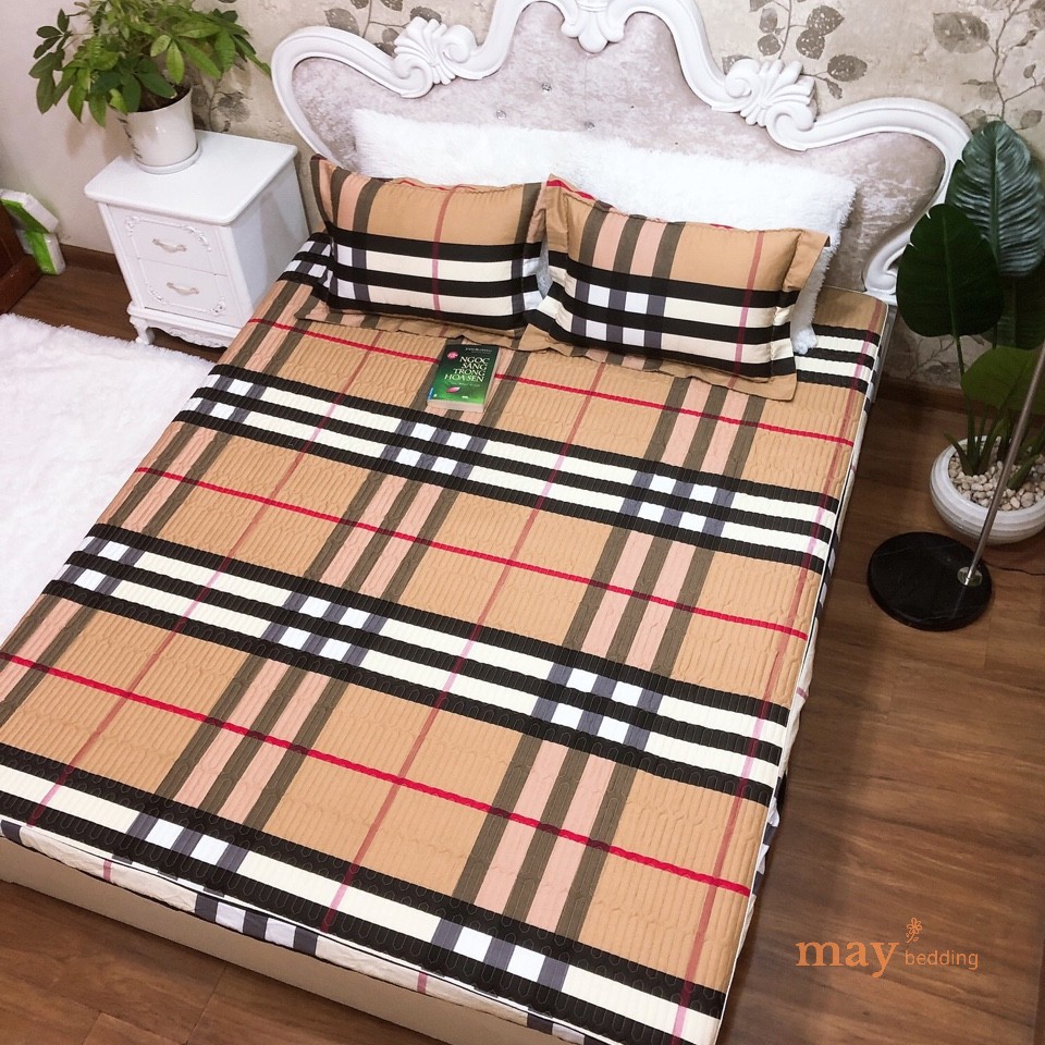 Bộ ga giường và vỏ gối 100% cotton Hàn Quốc bo chun trần bông họa tiết  m6 hoặc m8 2m