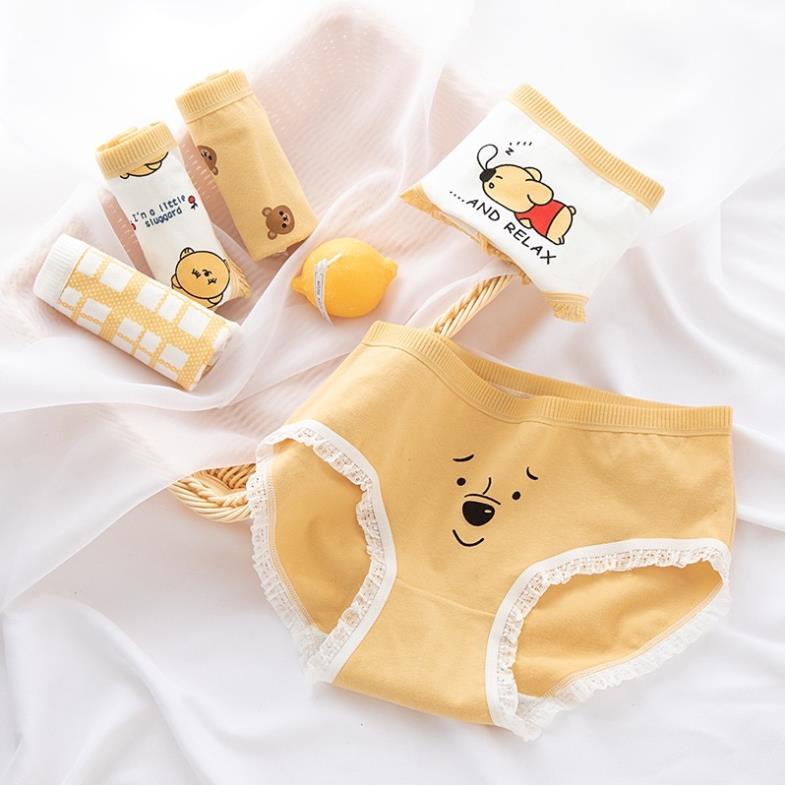 [Giá sỉ] Quần Lót Nữ Cotton Hình Gấu Vàng Dễ Thương Siêu Hot