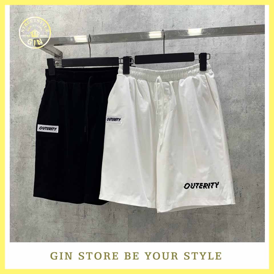 Quần Short OUTERITY kaki trắng dây rút nam nữ Unisex - gin store