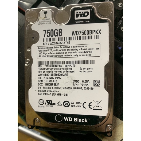 hdd laptop ổ cứng wd black 750gb health 100% cũ còn tốt