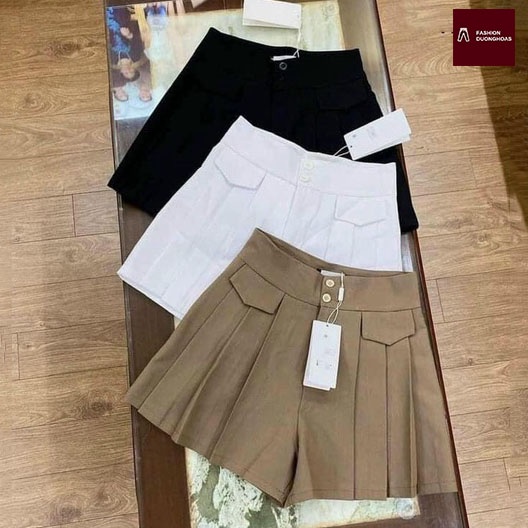 Quần Kaki Dáng Xòe Xếp Ly 2 Cúc Trước Xinh Xắn