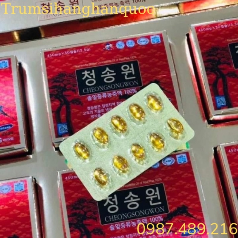 Tinh dầu thông đỏ hàn quốc Cheongsongwon cao cấp, hộp đỏ 180 viên