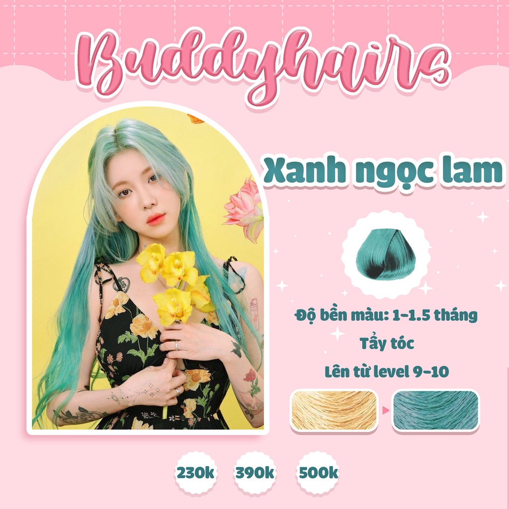 Thuốc nhuộm tóc màu XANH NGỌC LAM Buddyhairs tặng kèm găng tay mũ trùm trợ nhuộm tiện ích