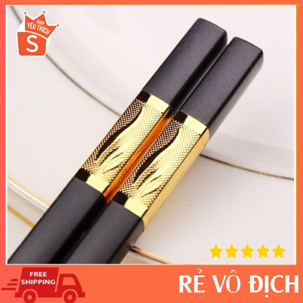 Đũa ăn mạ vàng nhật bản hàn quốc cao cấp- chất liệu hợp kim chịu nhiệt, chống nấm mốc, chống trơn trượt kho sỉ MB D07