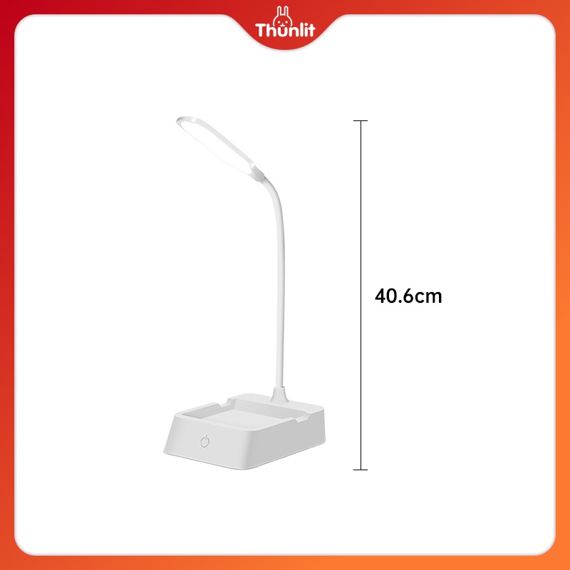 Đèn học THUNLIT bóng LED chỉnh độ sáng đầu cắm USB với giá đỡ điện thoại và hộp đựng tiện lợi