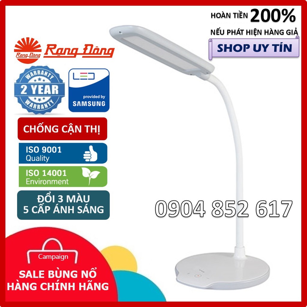 Đèn học chống cận LED Rạng Đông đổi 3 màu , dim 5 cấp ánh sáng, bảo hành 2 năm