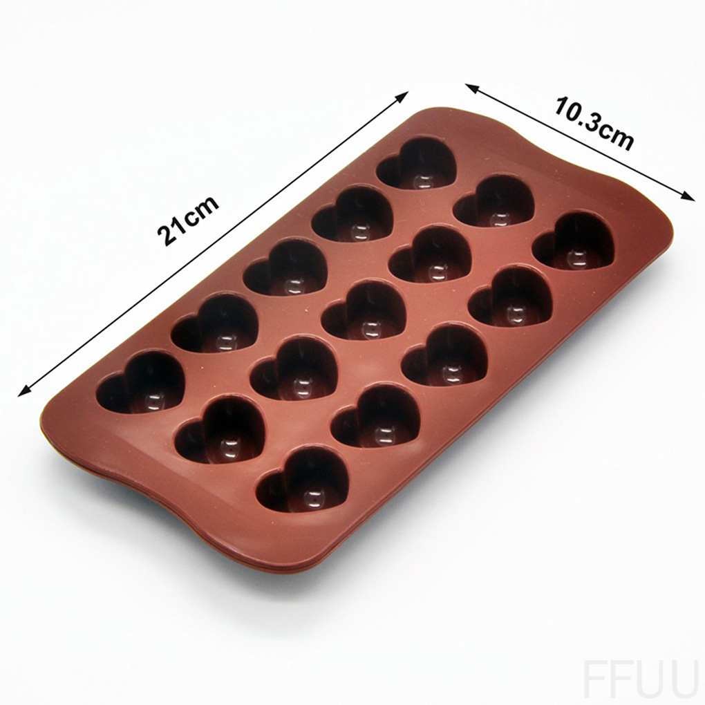 Khuôn silicon FF86 15 ngăn hình tráI tim 3D dùng làm bánh/ socola/ fondant