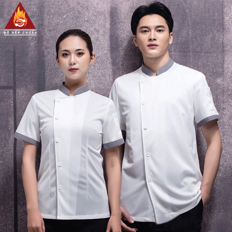 ÁO BẾP NGẮN TAY VẢI LƯỚI MÈ CO DÃN THOÁNG MÁT CT012