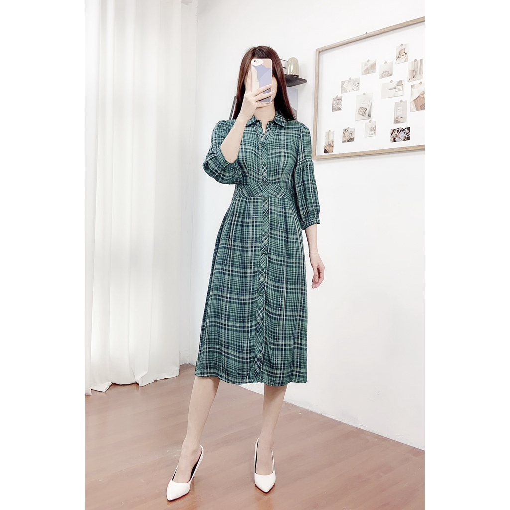 Đầm LAMER Bigsize Cổ Đức Nẹp Cúc Đai Eo L63R21Q009