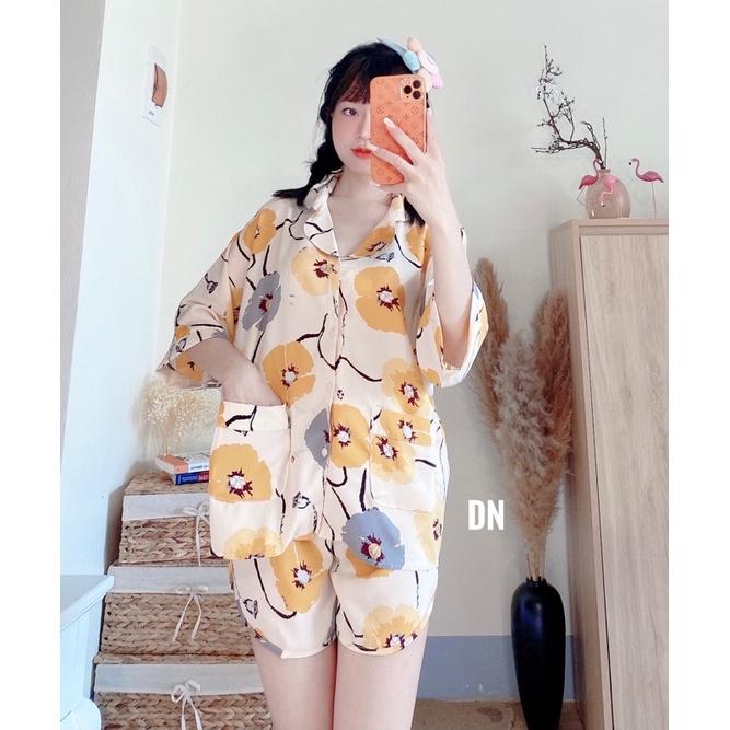 Bộ Pijama Lụa Cao Cấp Cánh Dơi Áo Cộc Quần Đùi | WebRaoVat - webraovat.net.vn