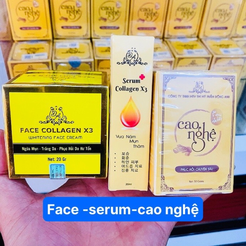 Combo Kem Face collagen X3  + Serum nám X3 + Cao Nghệ - Hàng chính hãng Đông Anh 100%