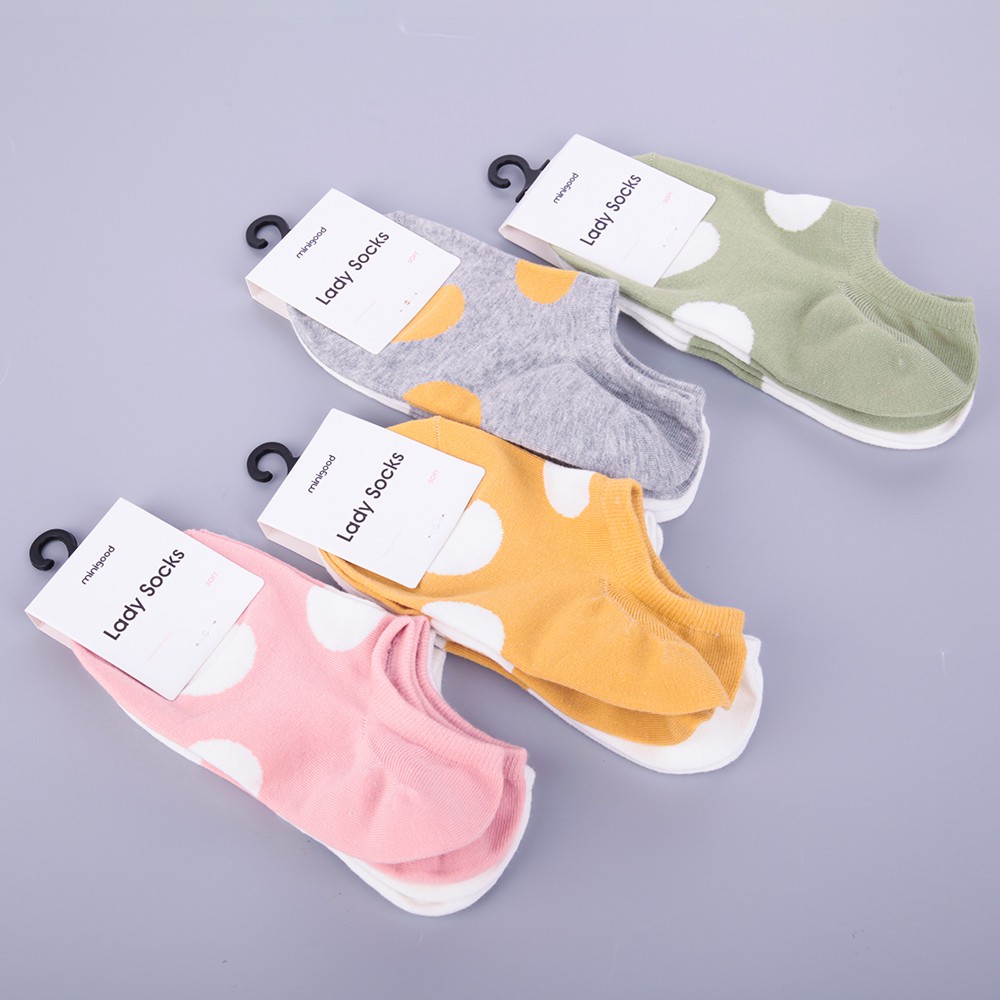 Vớ màu tương phản chấm bi (2 đôi) minigood