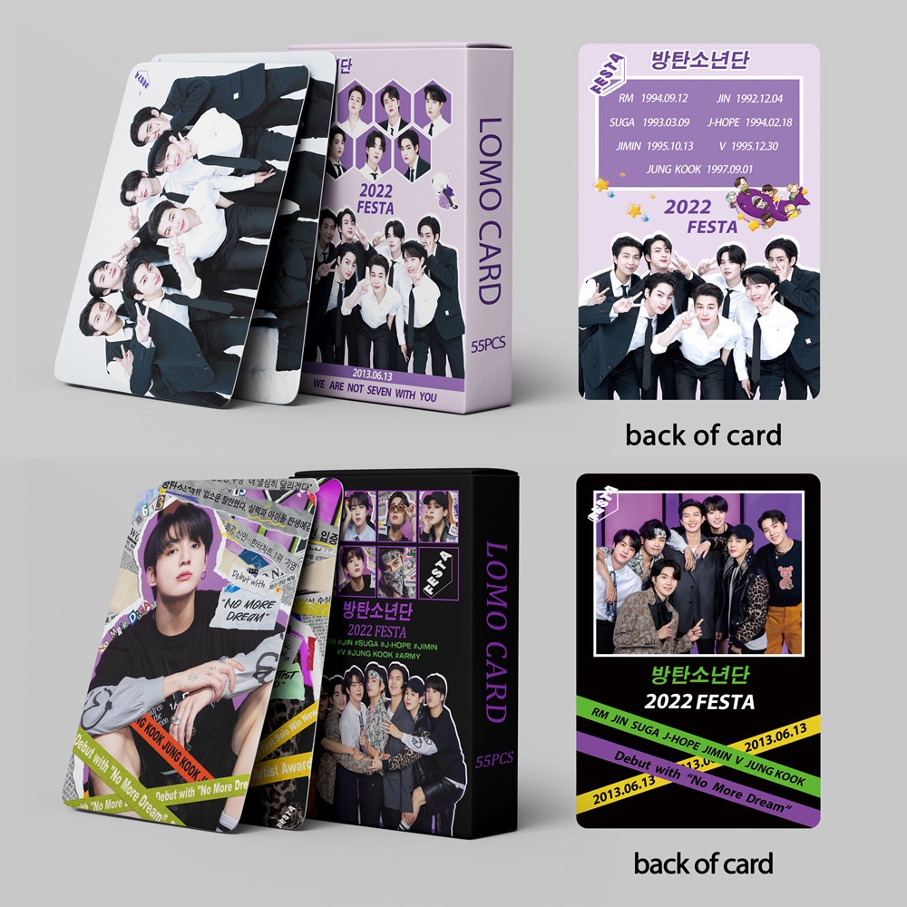 Set 55 Tấm Thẻ Ảnh In Hình Nhóm Nhạc Bts Festa 2022