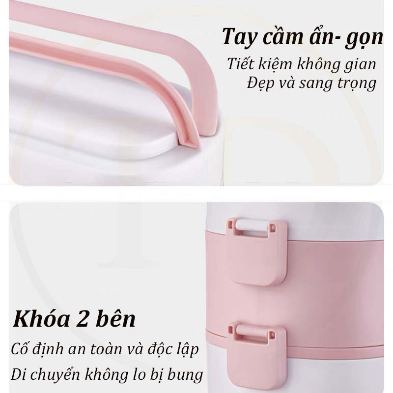 Hộp Cơm Văn Phòng Cắm Điện 3 Tầng HỘP CƠM CẮM ĐIỆN ĐA NĂNG Hâm Nóng, Giữ nhiệt Tốt - 4 BÁT Inox CAO CẤP MINISTYLE | BigBuy360 - bigbuy360.vn