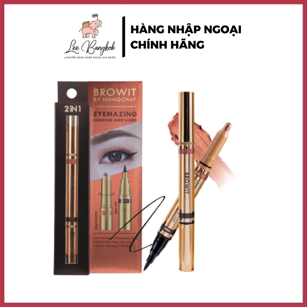 Bút Sáp Mắt Và Kẻ Mắt 2in1 Browit By Nong Chat Eyemazing Shadow And Liner Bridal Pink Gold, Shinning Pearl, Elegant Gold