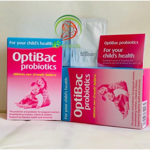 Men Vi Sinh Optibac Hồng 30 gói cho bé táo bón