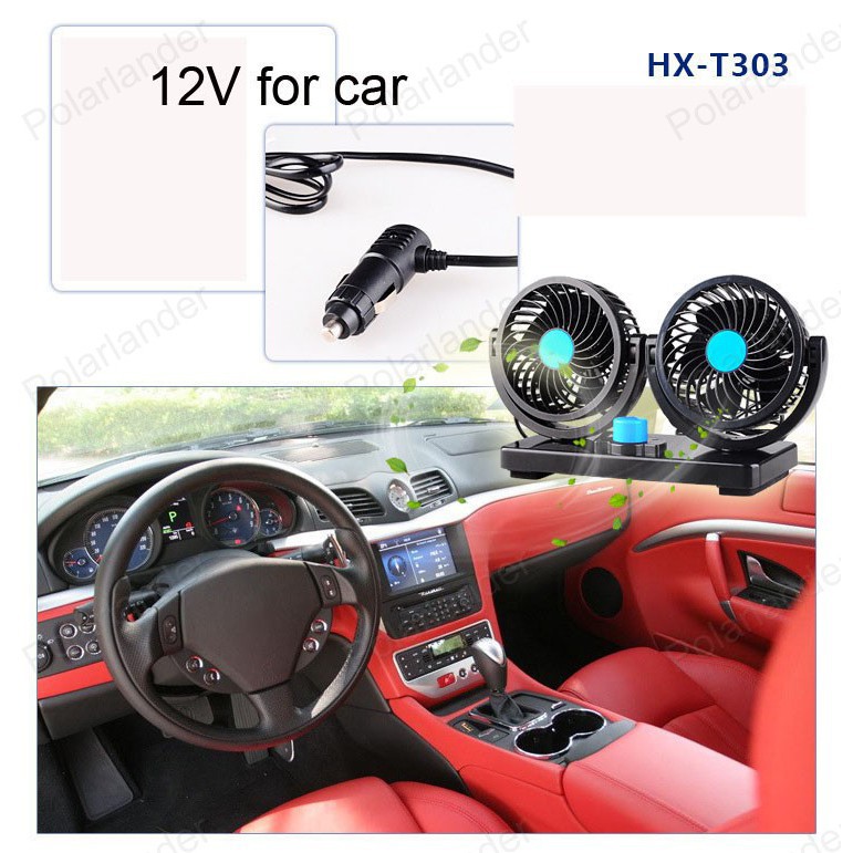 Quạt đôi xoay 360 độ thông minh trên ô tô nguồn 12V
