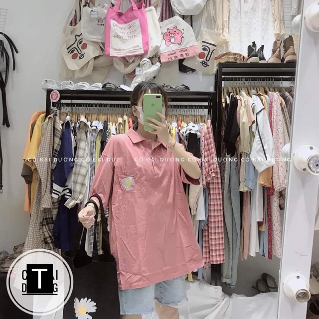 Áo polo hoa cúc trắng in góc ngực TT12