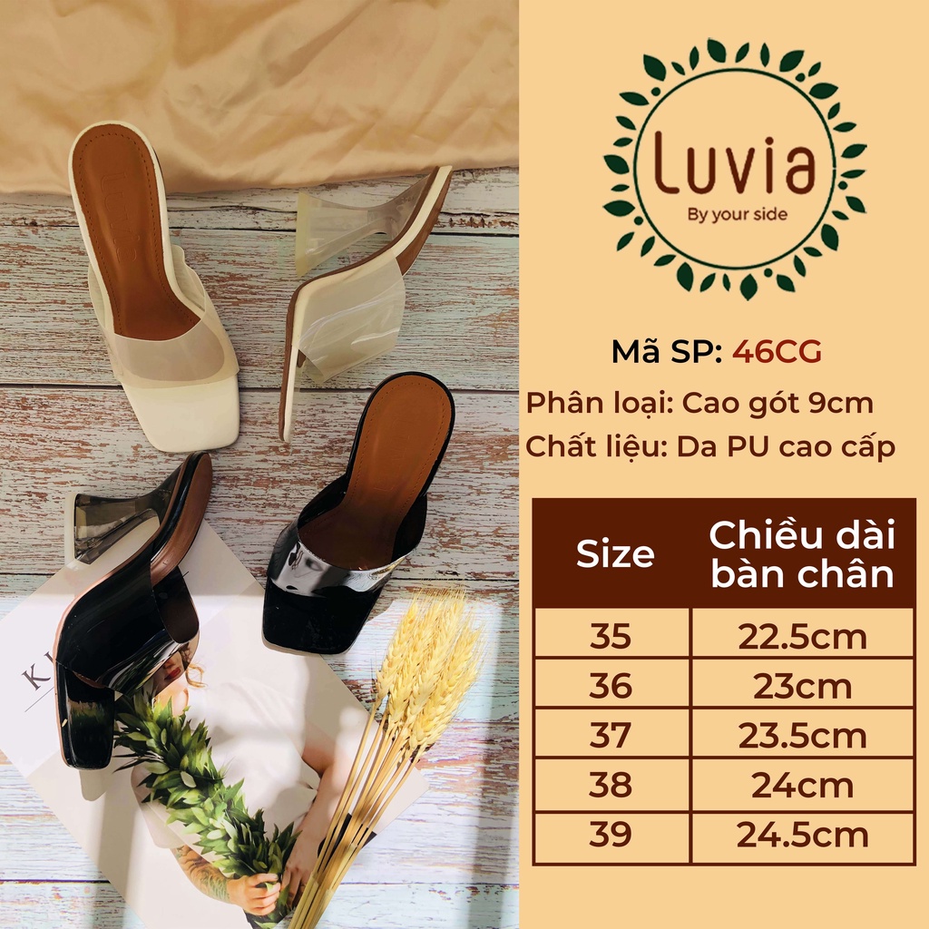 Giày cao gót nữ 9 phân gót mica quai màu đục Luvia 46CG