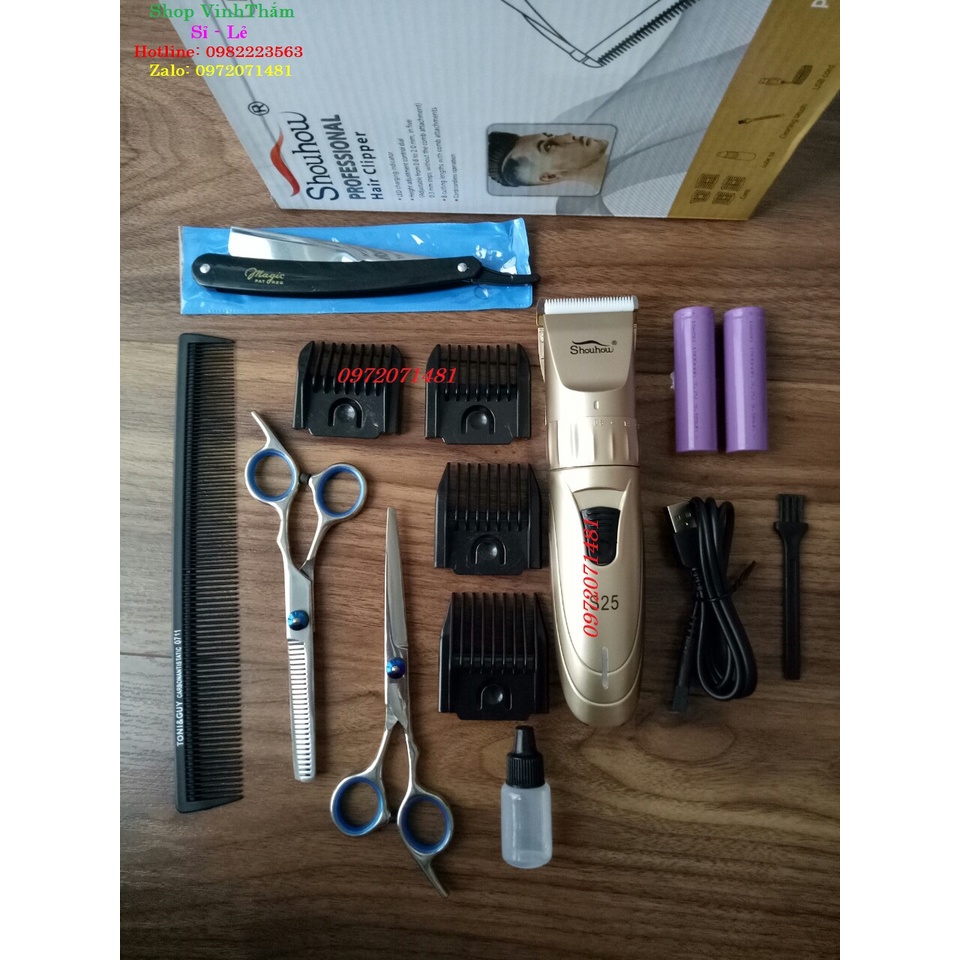 TÔNG ĐƠ CẮT TÓC  GIA ĐÌNH Shouhow S25 TẶNG KÈM BỘ KÉO - DAO CẠO
