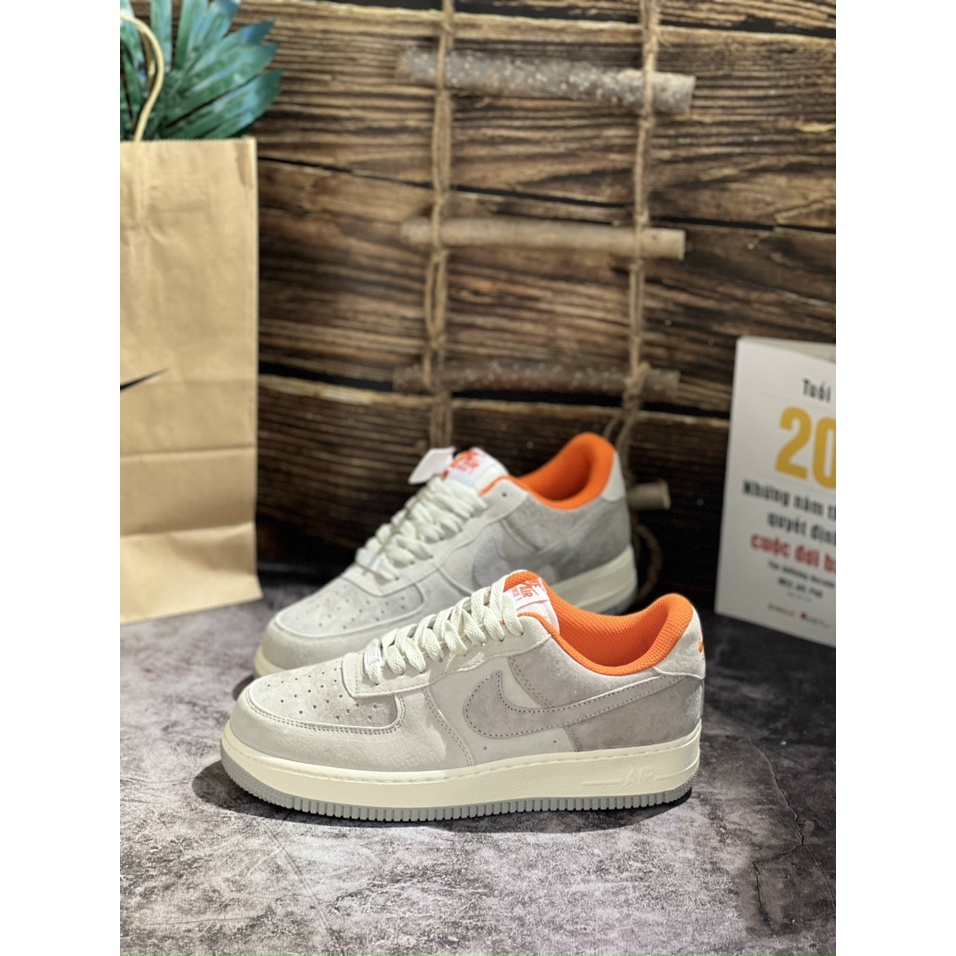 SaleGiày AF1 Trắng Xám Lông Chuột,ÂM DƯƠNG, XÁM CAM, Giày Air Force 1 Xám Trắng Da Lộn,  Full phụ kiện hàng cao cấp