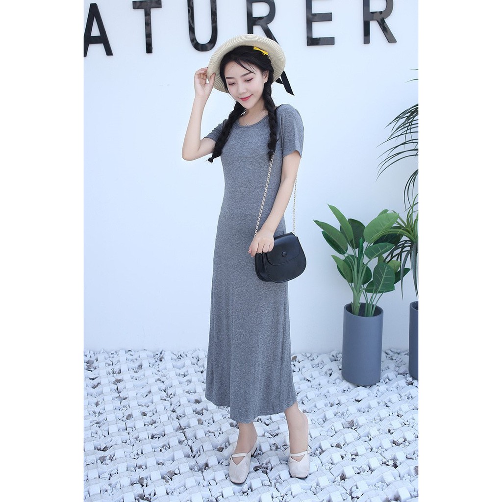 Váy dài qua gối chất cotton mềm mát thấm hút mồ hôi V11 - Đầm xuông dáng dài nhiều màu lên dáng cực xinh
