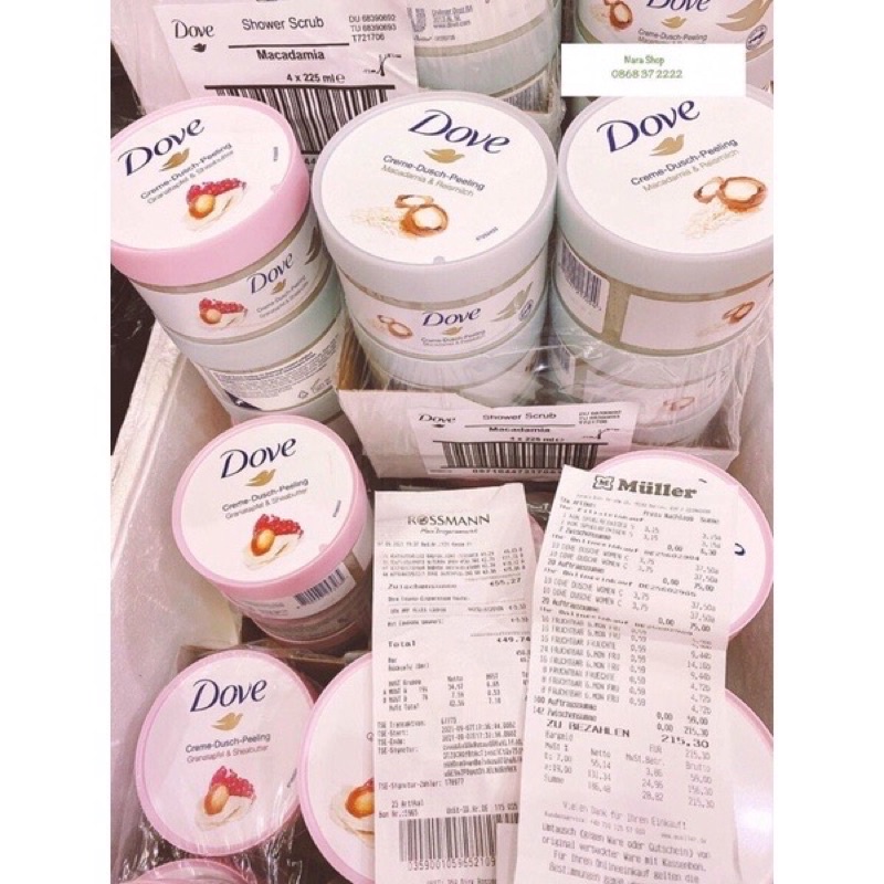 [Bản Đức] Tẩy da chết body Dove exfoliating body scrub 225ml
